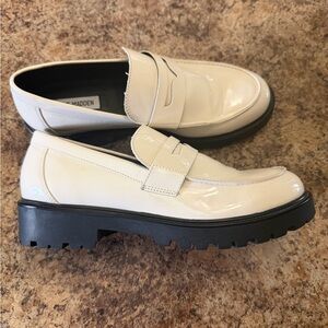 Steve Madden Off-White Patent Loafers for Men